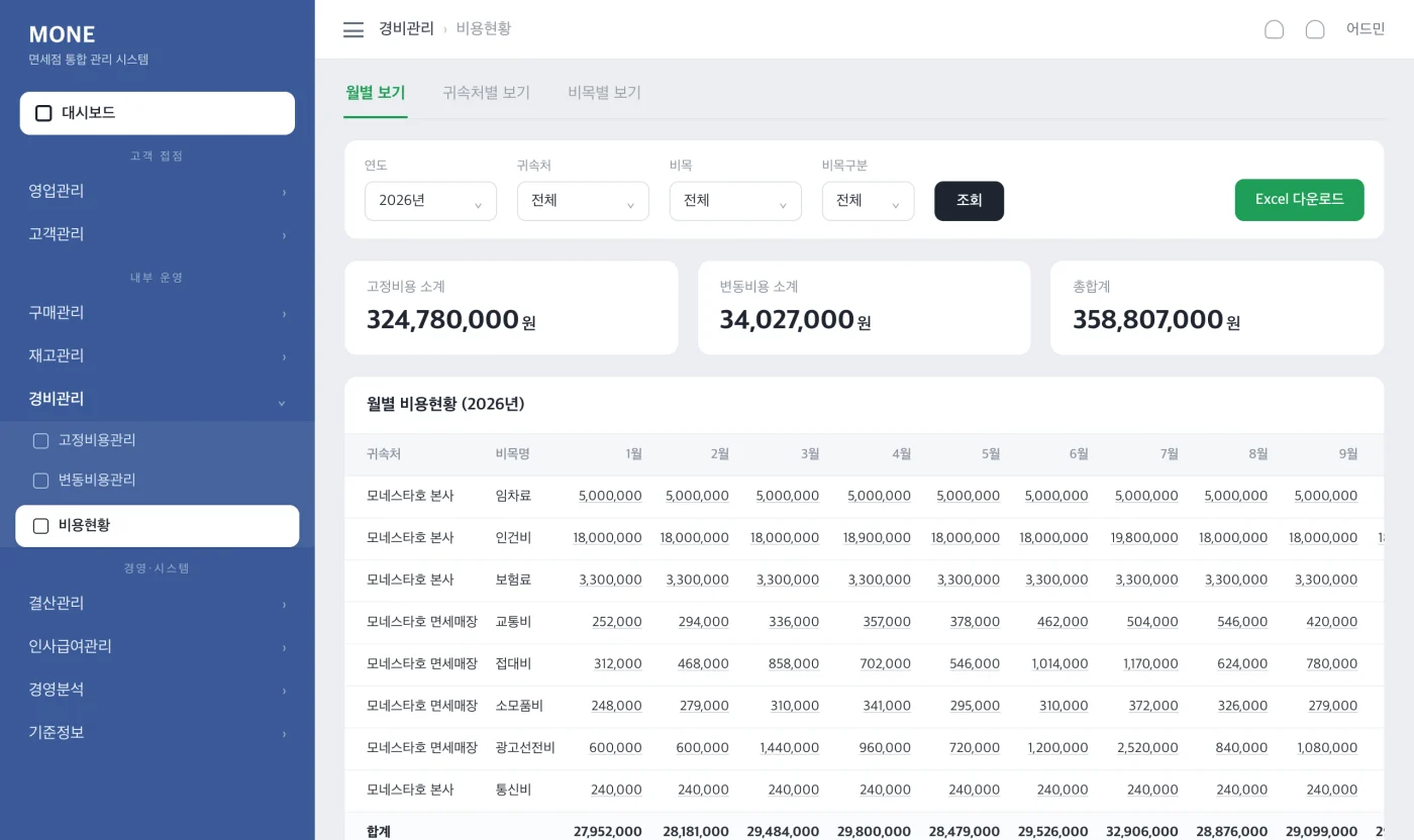 유통·면세 — 재고·정산 자동화 시스템